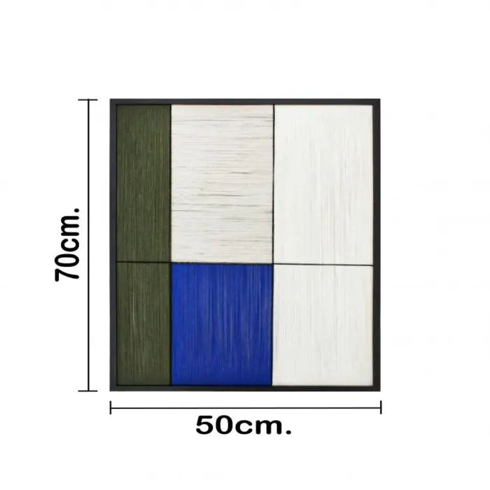 Cuadro de hilo blanco con beige verde azul de 50x70x2.5cm - Image 4