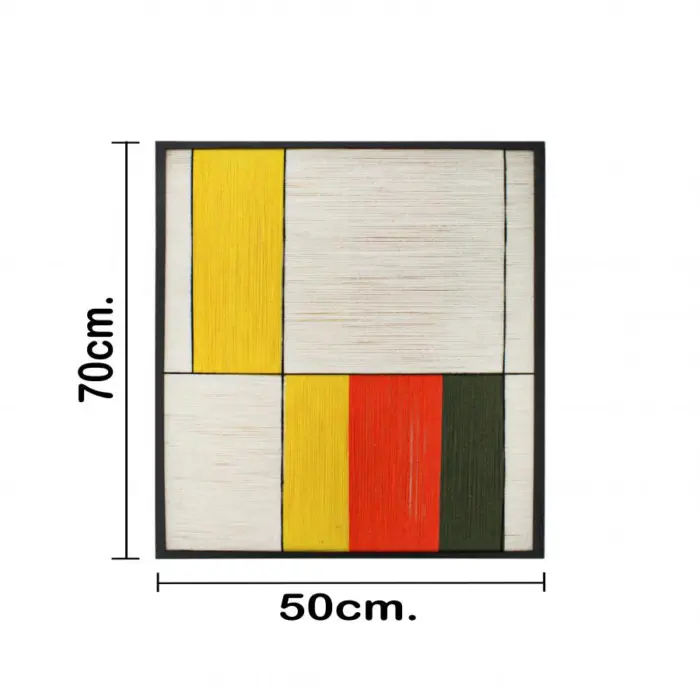 Cuadro de hilo beige amarillo naranja y negro de 50x70x2.5cm - Image 4
