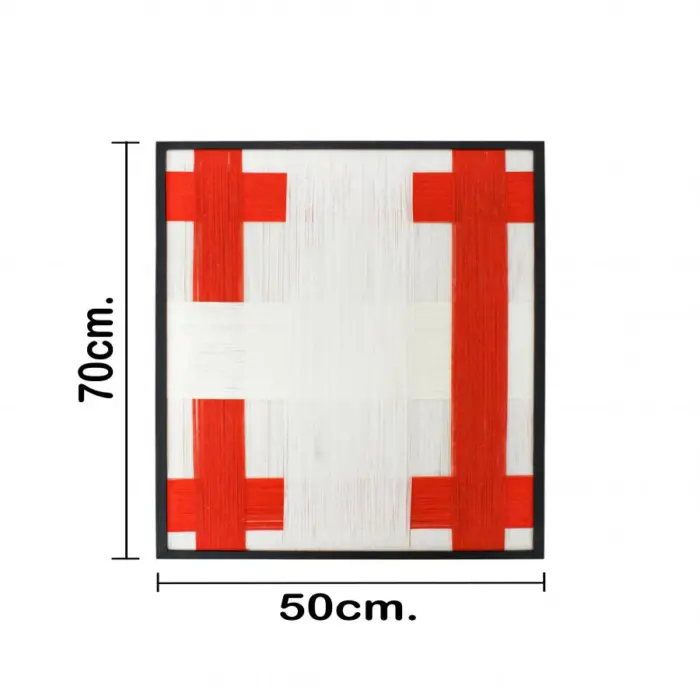 Cuadro de hilo beige con naranja de 50x70x2.5cm - Image 4