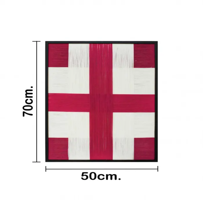 Cuadro de hilo blanco con frambuesa diseño cruz de 50x70x2.5cm - Image 4