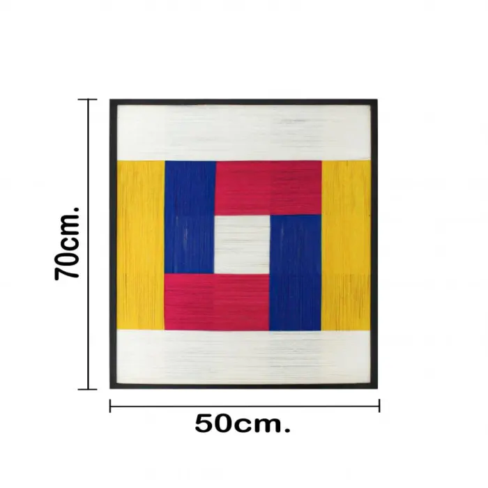 Cuadro de hilo blanco con amarillo y chedron de 50x70x2.5cm - Image 4