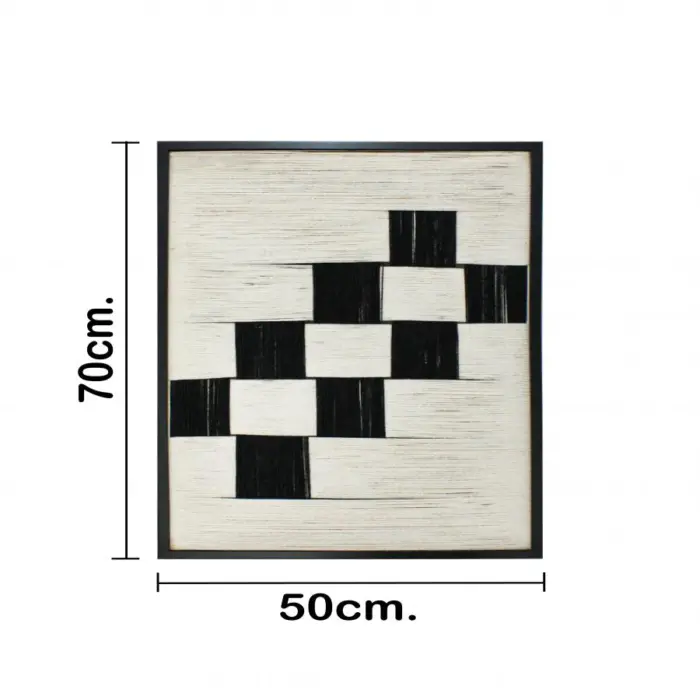 Cuadro de hilo blanco con cuadros negros de 50x70x2.8cm - Image 4
