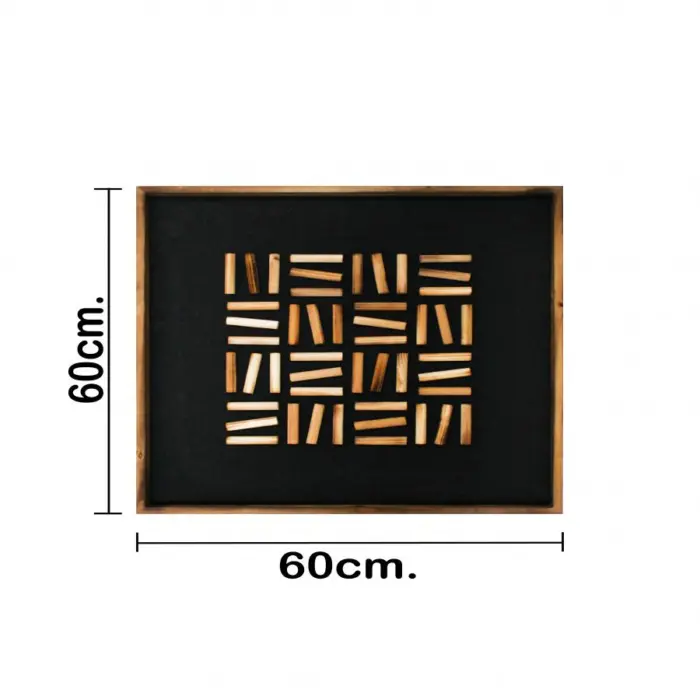 Cuadros de hilo negro con líneas beige de 60x60x3cm - Image 4