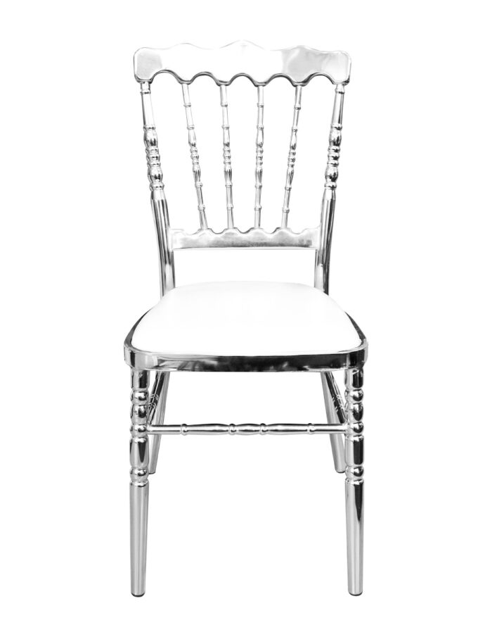 Silla de metal plateada con asiento suave de 50x40x93x44cm Soporta 120kg