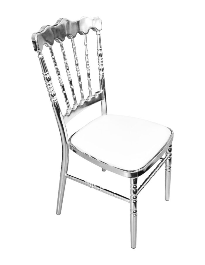 Silla de metal plateada con asiento suave de 50x40x93x44cm Soporta 120kg - Image 2