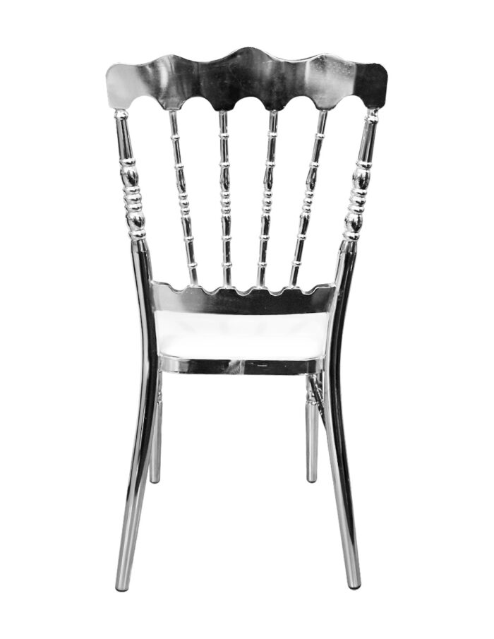 Silla de metal plateada con asiento suave de 50x40x93x44cm Soporta 120kg - Image 3