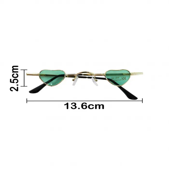 Lentes para sol con cristales diseño corazón verde con dorado de 13.5x14.5x2.9cm - Image 3