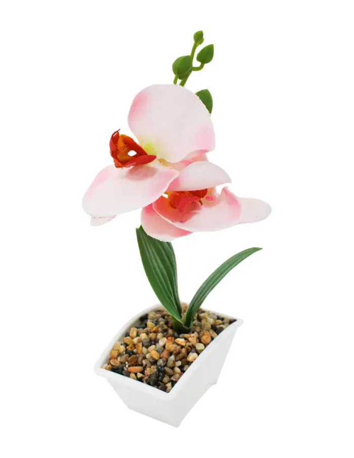 Orquidea artificial con maceta durazno de 5.5x11x24cm - Image 2