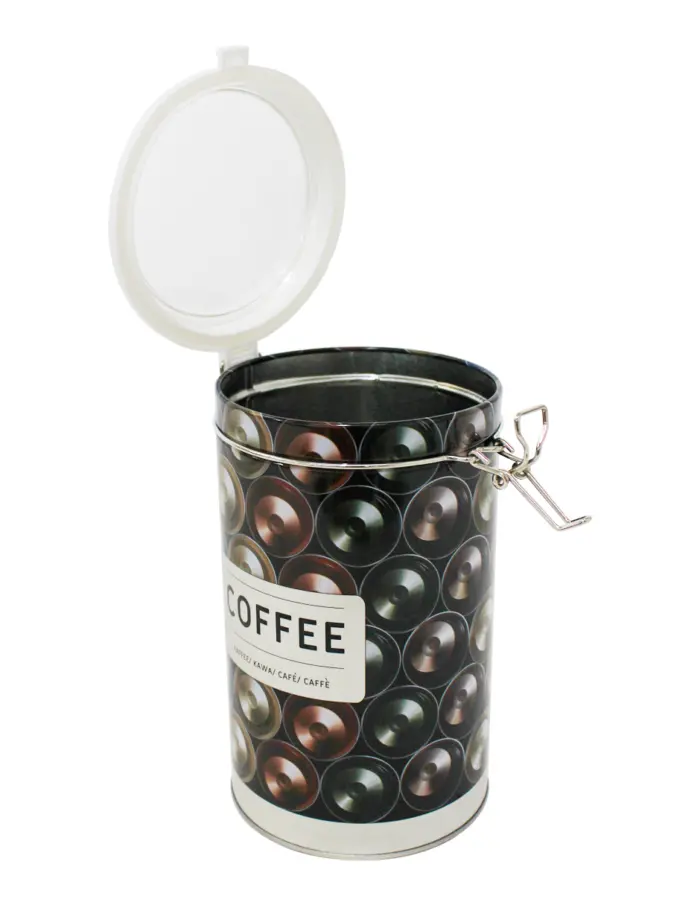 Bote de metal estampado café de 11x11x19cm - Image 2