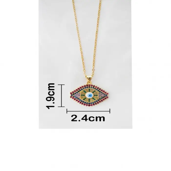 Collar con ojo turco de pedrería de 2.5x2x50cm - Image 3