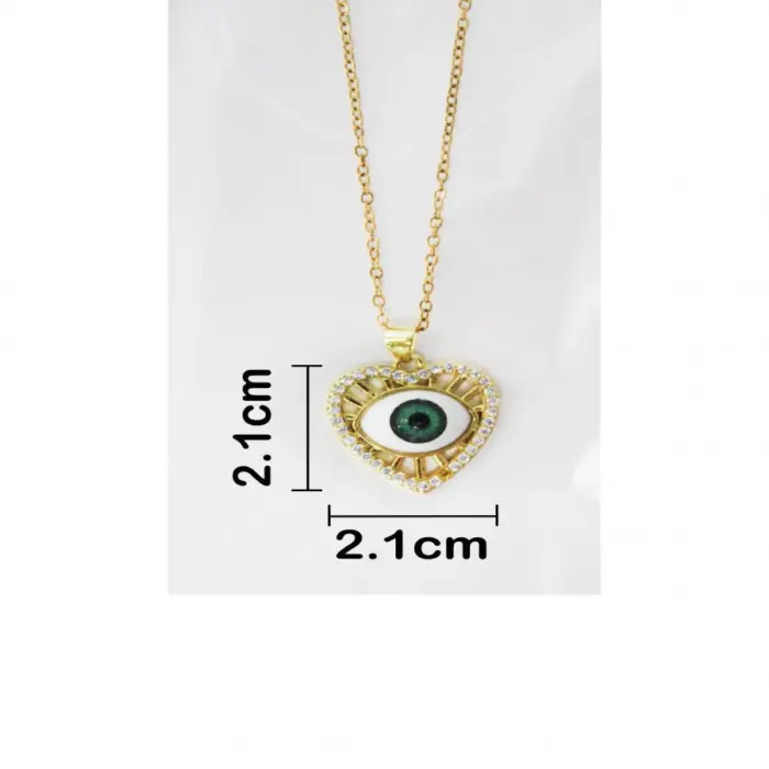 Collar con ojo turco diseño corazón dorado de 2.3x3x50cm - Image 2