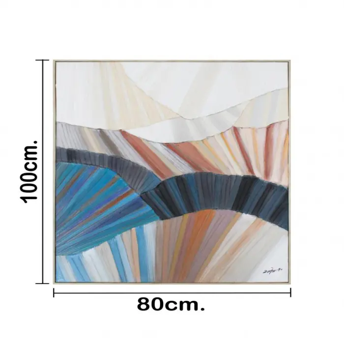 Cuadro abstracto azul con beige de 80x100x4.5cm - Image 3