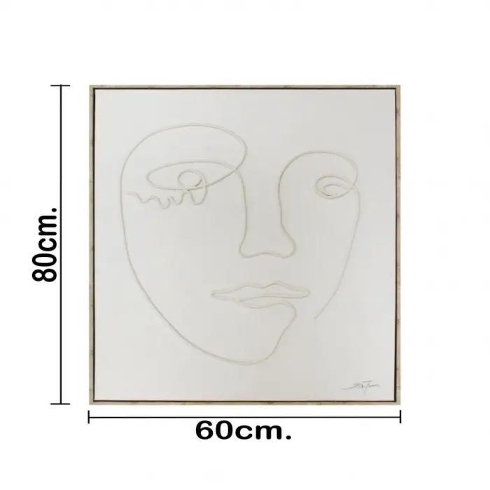 Cuadro beige de rostro abstracto de 60x80x4.5cm - Image 4