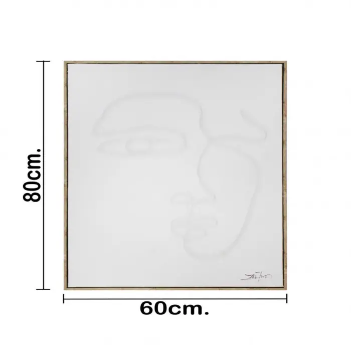 Cuadro blanco de rostro abstracto de 60x80x4.5cm - Image 4
