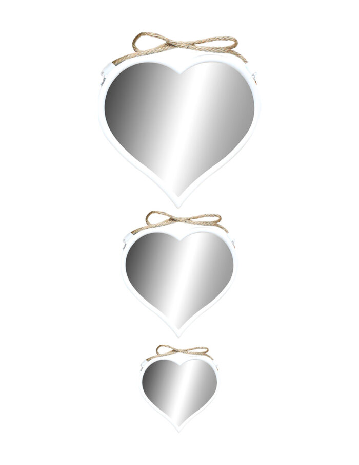 Juego de 3 espejos de pared diseño corazón de 51.5x44x3.5cm
