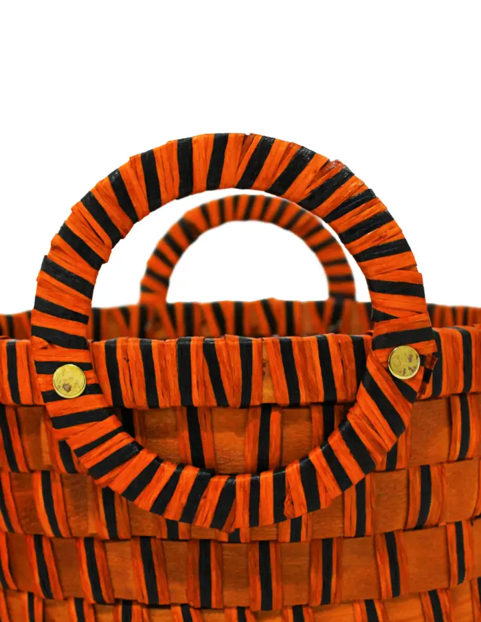 Juego de 3 cestas de madera redonda con asa de color marrón de 36x36x22cm - Image 3