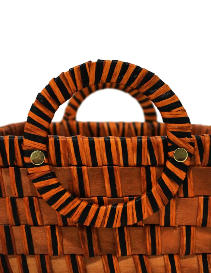 Juego de 3 cestas de madera marron rectangular con asa de 28x36x22cm - Image 3