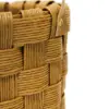 Juego de 3 cestas de madera redonda de cuero sintético con asa de color natural de 27x27x21cm - Image 3