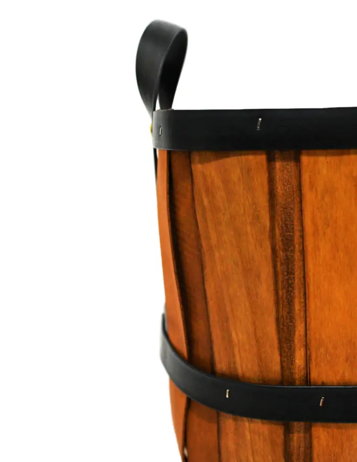 Juego de 3 cestas de madera rectangular de cuero sintético con asa de color marrón de 26x33x24cm - Image 3