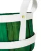 Cesta de madera ovalada de color verde con blanco de cuero sintético con asa de  de 17x31x15cm - Image 3