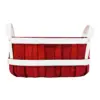 Cesta de madera ovalada de color rojo con blanco de cuero sintético con asa de  de 17x31x15cm - Image 2