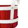 Cesta de madera ovalada de color rojo con blanco de cuero sintético con asa de  de 17x31x15cm - Image 3