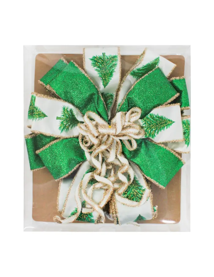 Moño de satin verde con pinos de 30x115x8cm - Image 2
