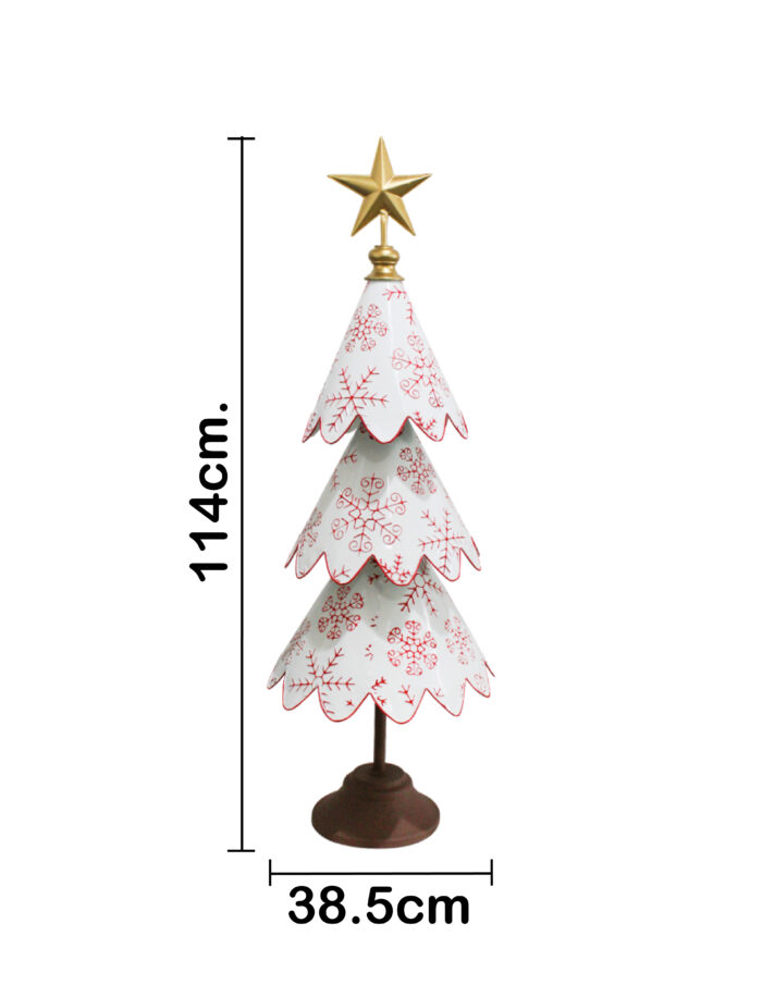 Árbol de metal blanco con copos de nieve de 39x118cm - Image 4