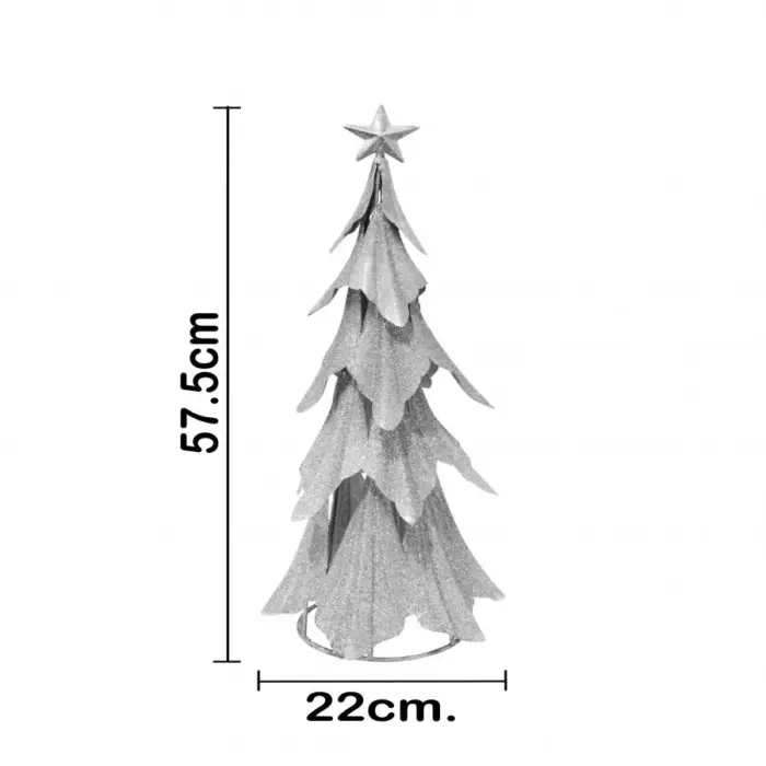 Árbol de metal plateado brilloso de 22x57cm - Image 3