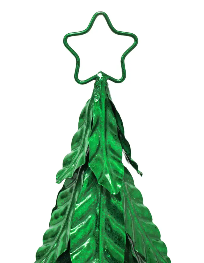 Árbol de metal verde brilloso con estrella de 12.5x48.5cm - Image 2