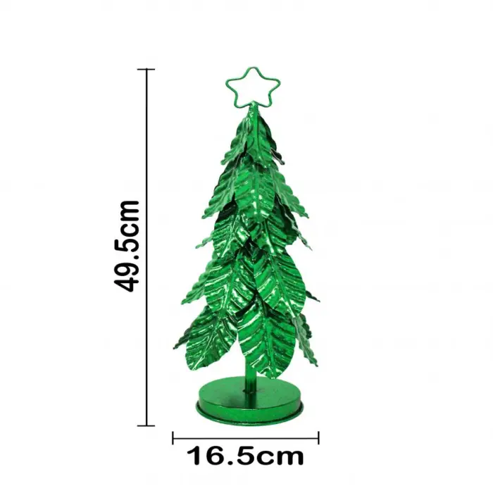 Árbol de metal verde brilloso con estrella de 12.5x48.5cm - Image 3