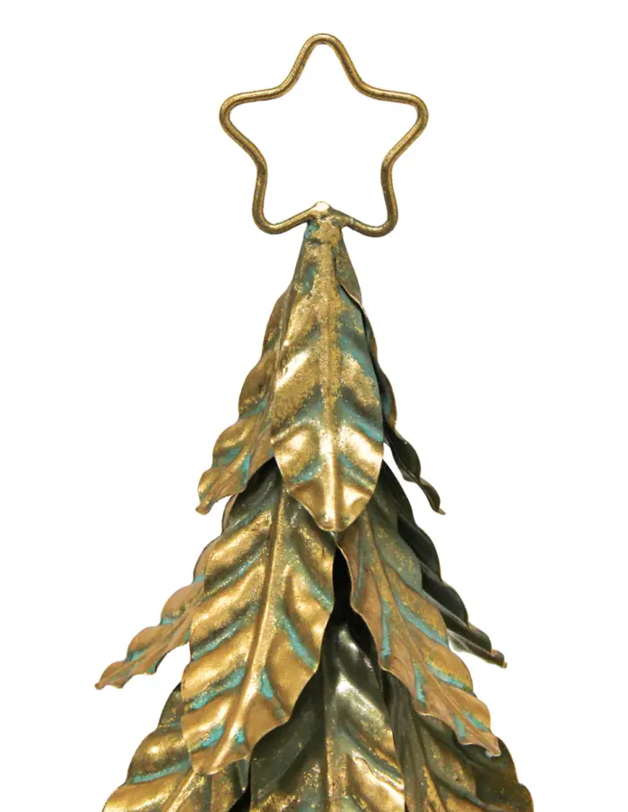 Árbol de metal dorado brilloso con estrella de 12.5x40cm - Image 2