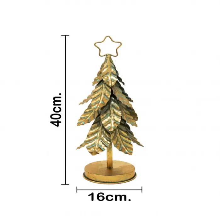 Árbol de metal dorado brilloso con estrella de 12.5x40cm - Image 3