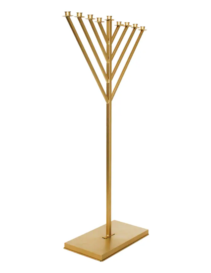 Candelabro de metal de 9 brazos para Jánuca dorado de 70x24x121cm - Image 2