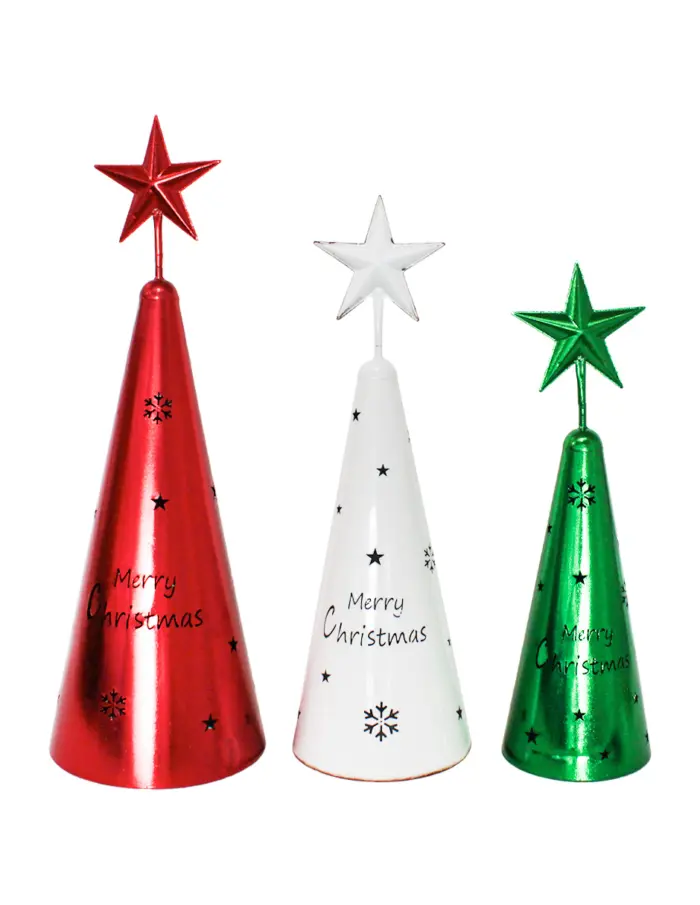 Juego de 3 pinos navideños de color rojo blanco y verde de 28.5x82.5/24x73/19x62.5cm - Image 2
