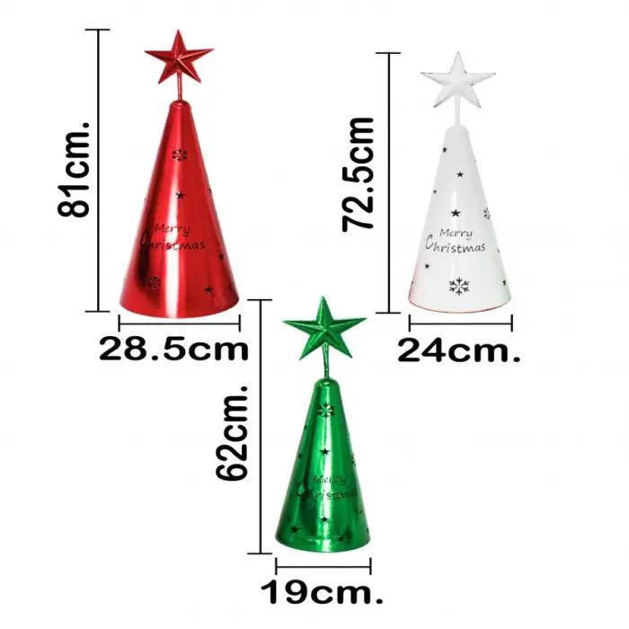 Juego de 3 pinos navideños de color rojo blanco y verde de 28.5x82.5/24x73/19x62.5cm - Image 4