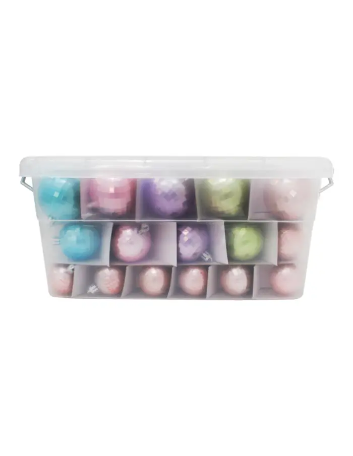 Caja de Esferas Navideñas "Cristal Pastel" (70pzs) - Image 2