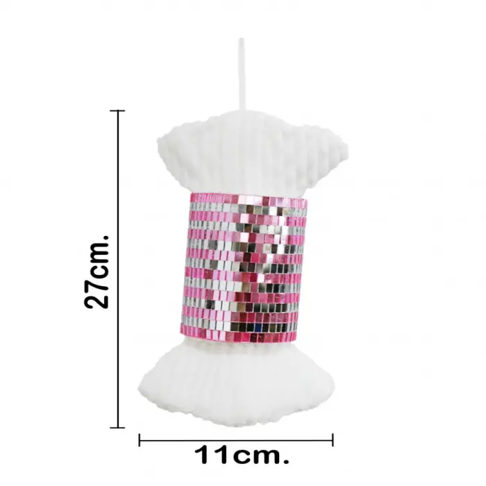 Colgante diseño dulce blanco con rosa y plateado de 10.8x28x8cm - Image 3