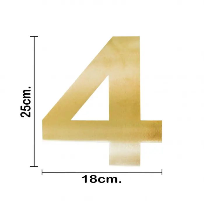 Número 4 decorativo de acero dorado de 25cm - Image 3