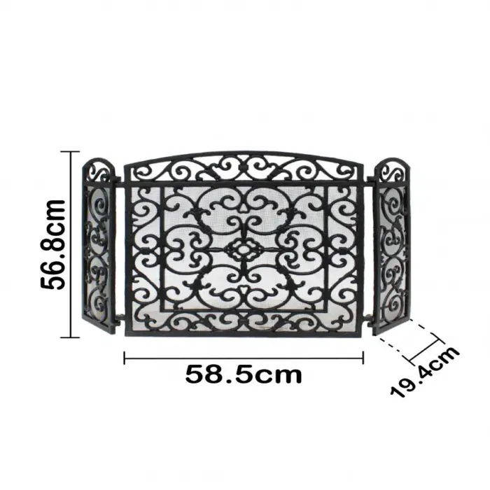 Pantalla de hierro fundido para chimenea de 21x68x58cm - Image 4