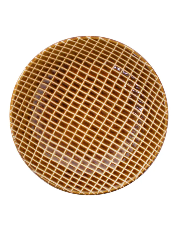 Bowl de porcelana cafe diseño cuadros de 19.5x19.5x5.4cm - Image 2