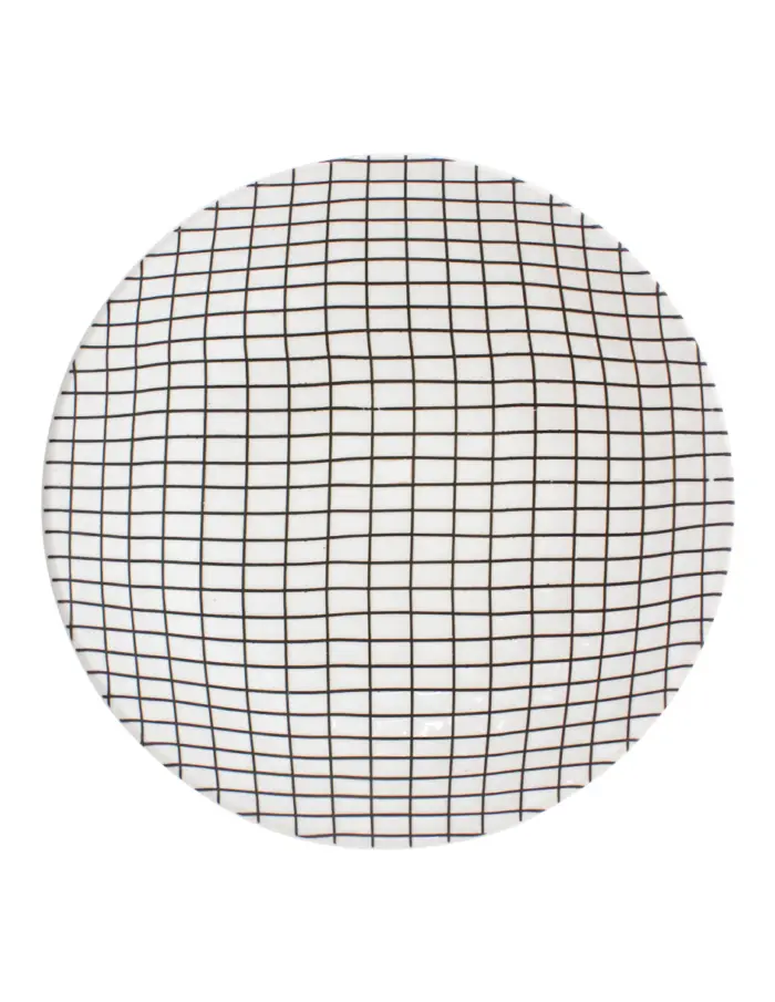 Bowl de porcelana blanco diseño cuadros de 19.5x19.5x5.4 cm - Image 2