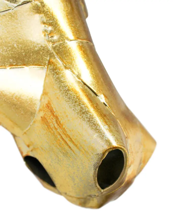 Cabeza de caballo para pared de metal dorado de 41.59x30.48x48.9cm - Image 3