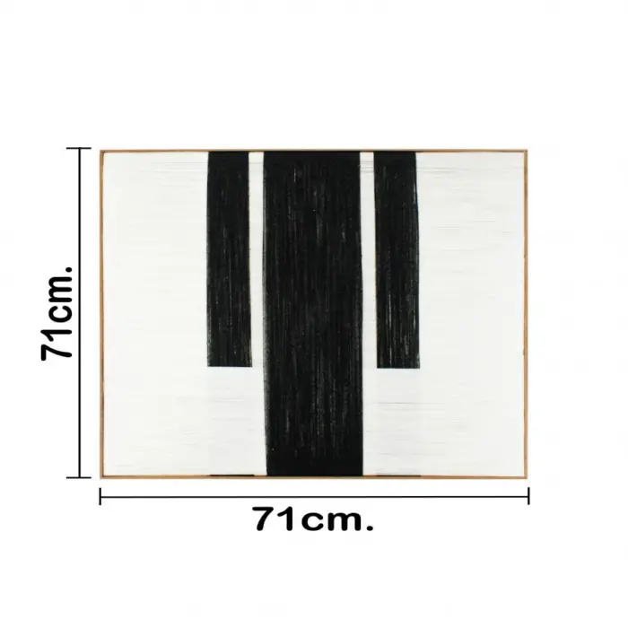 Cuadro de hilo blanco con líneas negras de 71x71x3.5cm - Image 4