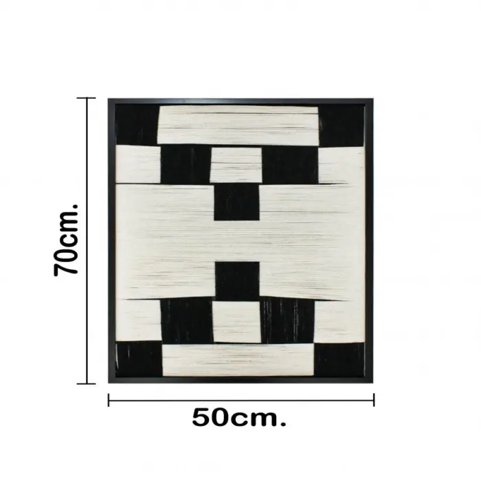 Cuadro de hilo blanco con cuadros negros de 50x70x2.8cm - Image 3