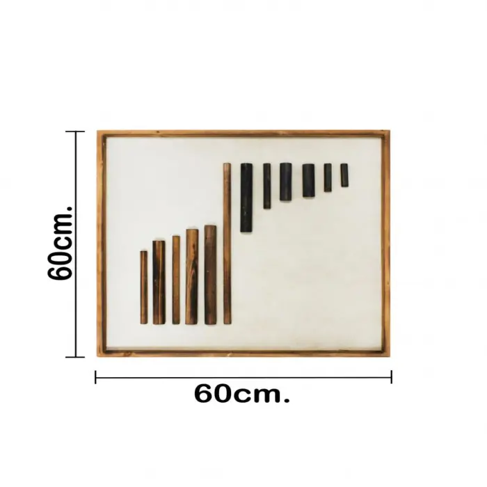 Cuadros de hilo beige con líneas cafés de 60x60x3cm - Image 4