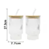 Set de 2 vasos de vidrio con pajita y tapa de bambú de 450 ml - Image 4