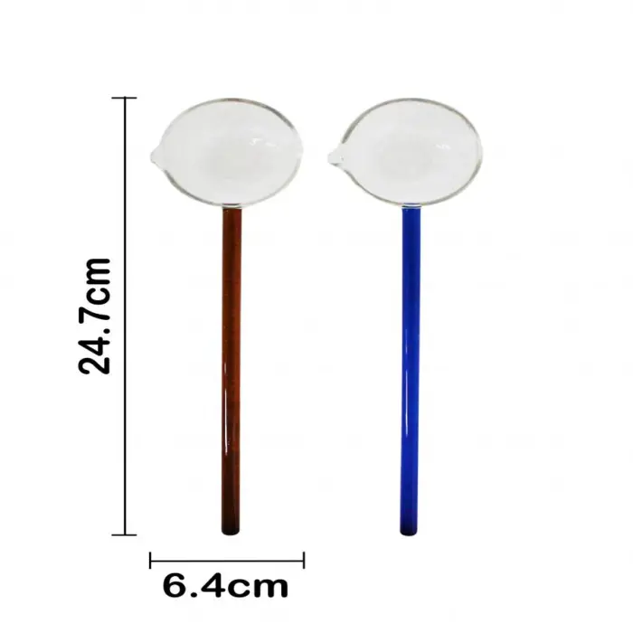 Set de 2 cucharas de vidrio con mango de color ámbar y azul de 60ml - Image 4