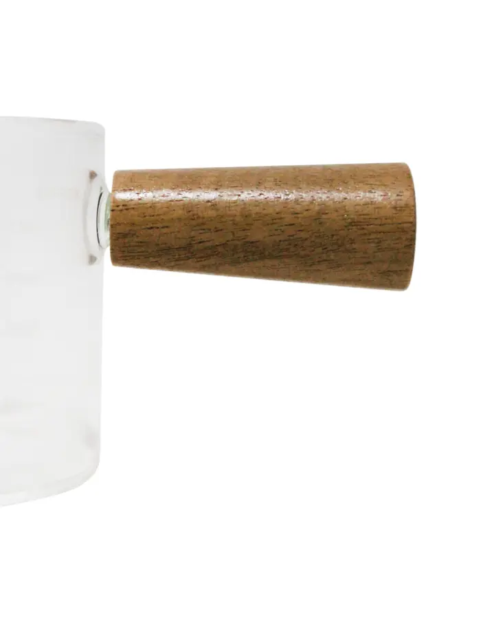 Taza medidora de vidrio con mango de madera de 75 ml - Image 2