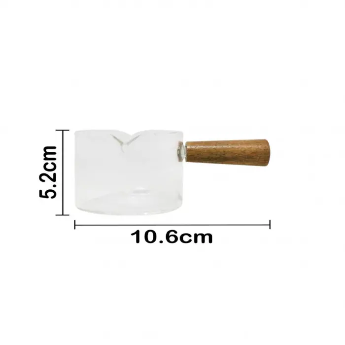 Taza medidora de vidrio con mango de madera de 75 ml - Image 3